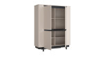 Highboard Venedig in Sand mit 2 Drehtüren, offene, seitliche Ansicht
