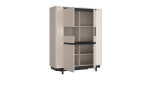 Highboard Venedig 2 Drehtüren mit Glaselementen, offen, seitliche Ansicht