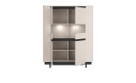 Highboard Venedig 2 Drehtüren mit Glaselementen beleuchtet, offen