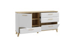 Sideboard Waldeck geöffnet, 1 Tür, 3 Schubkästen, 1 Klappe, seitliche Ansicht