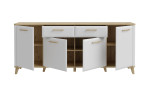 Sideboard Waldeck weiß mit Holzabsetzung geöffnet