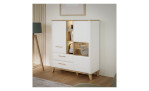 Milieubild Highboard Waldeck in Weiß mit Holzabsetzung beleuchtet
