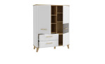 Highboard Waldeck in Weiß mit Holzabsetzung geöffnet
