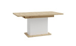 Esstisch Waldeck, Säulenfuß in Weiß, Tischplatte in Artisan Oak 