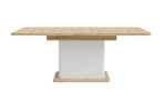 Esstisch Waldeck, Säulenfuß in Weiß, Tischplatte in Artisan Oak , ca. 200cm, Frontansicht