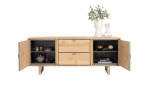 Sideboard Shimanto mit Fronten und Korpus mit Echtholzfurnier Eiche natur und Gestell aus Metall in Graphit, geöffnet