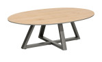 Couchtisch Shimanto mit Platte in Echtholzfurnier Eiche natur und Kreuzkufen-Gestell in Graphit aus Metall