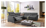 Wohnlandschaft Sacramento in einem Echtlederbezug in Charcoal. Mit gezeigter Wall-Away-Funktion