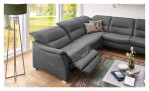 Wohnlandschaft Sacramento in einem Echtlederbezug in Charcoal. Mit gezeigter Wall-Away-Funktion