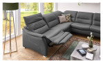 Wohnlandschaft Sacramento in einem Echtlederbezug in Charcoal. Mit gezeigter Wall-Away-Funktion