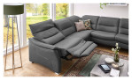 Wohnlandschaft Sacramento in einem Echtlederbezug in Charcoal. Mit gezeigter Wall-Away-Funktion