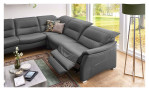 Wohnlandschaft Sacramento in einem Echtlederbezug in Charcoal. Mit gezeigter Wall-Away Funktion.