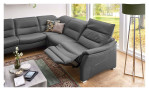 Wohnlandschaft Sacramento in einem Echtlederbezug in Charcoal. Mit gezeigter Wall-Away Funktion.