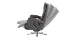 Relaxsessel Everett in einerm Echtlederbezug in Charcoal. Mit gezeigter Funktion