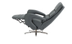 Relaxsessel Everett in einerm Echtlederbezug in Steel. Mit gezeigter Funktion