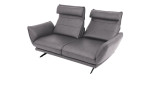 Komfort-Sofa Honduras in einem Echtlederberzug in Granit. Mit gezeigter Rückenpolsterverstellung 
