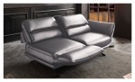 Komfort-Sofa Honduras in einem Echtlederberzug in Granit. Mit gezeigter Drehsitzfunktion