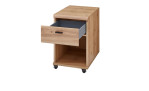 Rollcontainer Sonos, Front Altesche massiv, Korpus Old Artisan Eiche Nachbildung, mit geöffneter Schublade