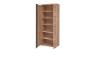 Garderobenschrank Sonos in Altesche massiv und Old Artisan Eiche, mit einer Spiegeltür, Ansicht mit offenen Türen