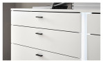 Sideboard Leander in weiß mit Tiefziehfronten inkl. senkrechter Beleuchtung, Detailansicht Schublade