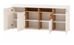 Sideboard San Remo in weiß und Eiche Evoke-Dekor, Ansicht mit offenen Türen