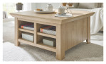 Couchtisch Cabrera in Gold Harbour Oak mit Fächern und klappbarer Platte