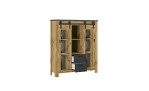 Highboard Yola, mit geöffneten Schubladen, Schrägansicht