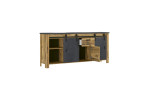 Sideboard Yola, Tür und Schubladen geöffnet, Schrägansicht