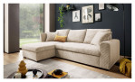 Wohnlandschaft Leon mit Ottomane links in cream, Ansicht im Milieu