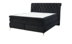 Boxspringbett Saragossa Mix in einem samtähnlichen Stoff in der Farbe schwarz