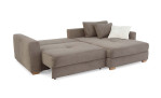 Wohnlandschaft Karolina mit einem Cordbezug in der Farbe Taupe, Ansicht der Schlaffunktion