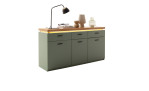 Sideboard Marlena in Salbei Grün mit Beleuchtung und Dekoration