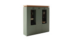 Highboard Marlena in Salbei Grün ohne Beleuchtung mit Dekoration