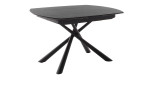 Esstisch Nizza mit Tischplatte aus Keramik & Sicherheitsglas in Schwarz und matt-schwarzem Metall-Gestell