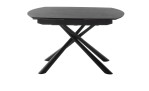 Esstisch Nizza mit Tischplatte aus Keramik & Sicherheitsglas in Schwarz und matt-schwarzem Metall-Gestell, Seitenansicht