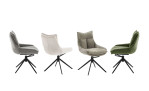 Stuhl Portland mit Bezug aus Strukturgewebe in Creme und Gestell aus Metall Schwarz matt, alle Farben