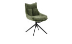Stuhl Portland mit Bezug aus Strukturgewebe in Olive und Gestell aus Metall Schwarz matt