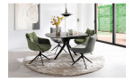 Armlehnstuhl Portland mit Bezug aus Strukturgewebe in Olive und Gestell aus Metall Schwarz matt, Milieu