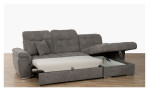 Komfort-Wohnlandschaft Borja in einem grauen Stoff bezogen mit chrom Füßen. Mit gezeigter Funktion.