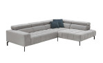 Komfort - Ecksofa plano|FORM Manila in der Farbausfürung Silber, mit zwei Kissen