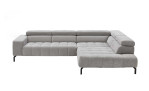 Komfort - Ecksofa plano|FORM Manila in der Farbausfürung Silber, Frontansicht