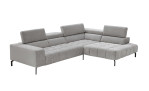 - Ecksofa plano|FORM Manila in der Farbausfürung Silber, mit der Kopfteilverstellung