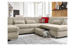 Komfort - Wohnlandschaft Jan van Dyk Stadion, in der Farbausführung Beige mit Kissen mit dem Schubkasten