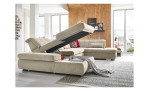 Komfort - Wohnlandschaft Jan van Dyk Stadion, in der Farbausführung Beige mit Kissen mit dem Bettkasten