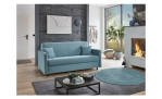 Basis - Schlafsofa Pasco in der Farbe Blau in einem Raum stehend