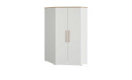 Jugendzimmer-Eck-Kleiderschrank Oscar, In der Farbausführung Kreideweiß, Schrägansicht