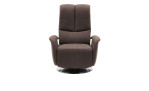 Basis-Relaxsessel plano|FORM Swing Chair in einem Bezugsstoff in Platin und einem Drehteller in Edelstahl.  Frontalansicht.