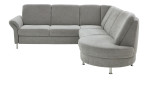 Basis-Wohnlandschaft plano|FORM Wien im Bezugsstoff Silver und silbernen Füßen. Frontalansicht.