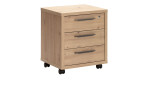 Rollcontainer Design-Office aus Holzwerkstoff in Artisan Eiche mit Griffe in anthrazit und vier Rollen.