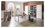 Türenpaar Design-Office in Hochglanz weiß mit anthraziten Griffen. Mit den passenden Möbeln.